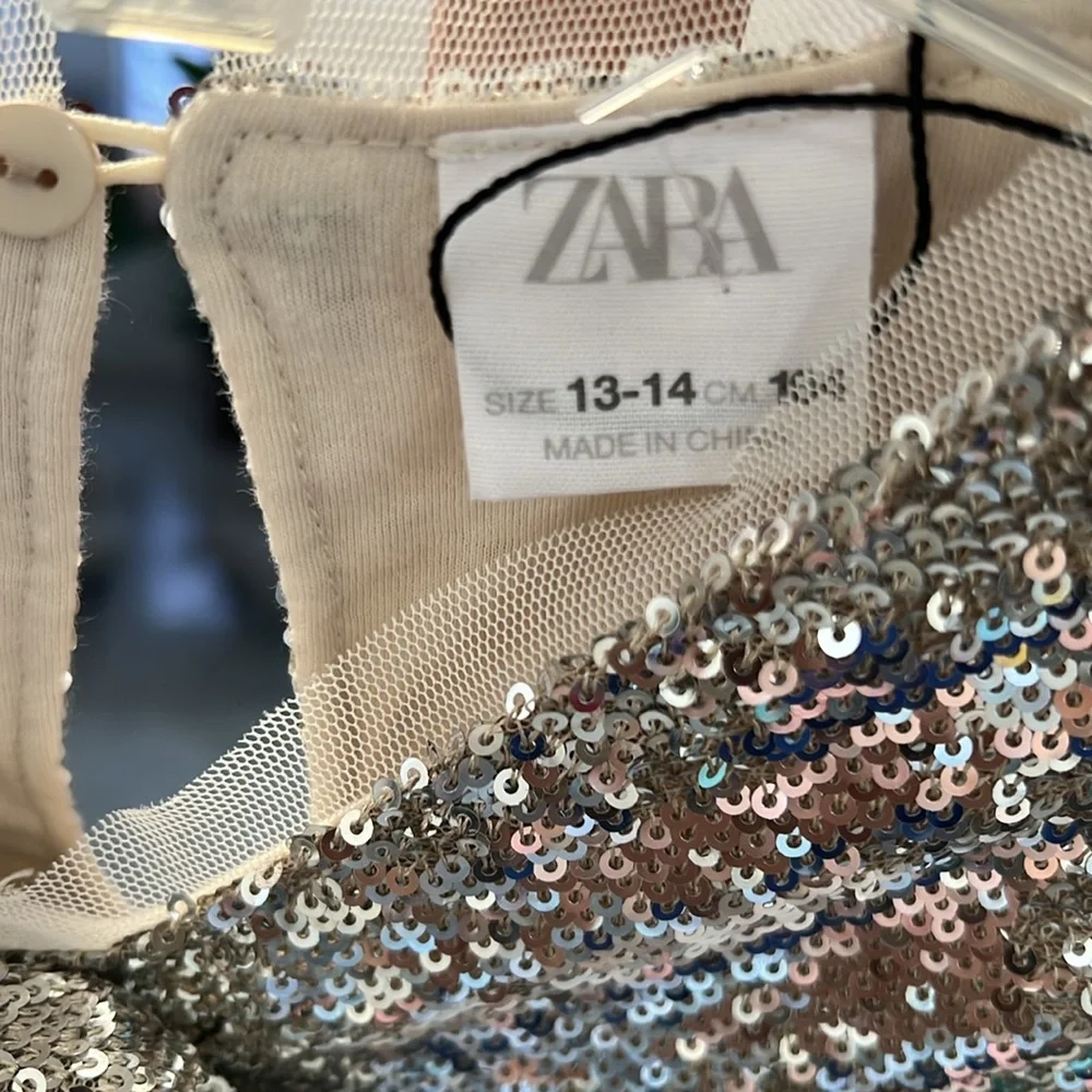 Zara Kids Sequin Golden Party Dress Size 13-14 New without tags